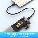 NÖRDIC USB-A 3.1, USB-C 3.1, Lightning-kortlæser og opbevaringsskab 2 slot SD, MicroSD, 1xUSB-A UHS-I