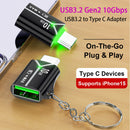 NÖRDIC USB-A OTG hun til USB C hanadapter USB 3.2 Gen 2 10 Gbps, Sølv
