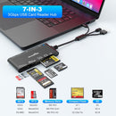NÖRDIC USB-A, USB-C, Lightning USB3.0 Multi-kortlæser 7 Slot 1xCF, 2xSD, 2xMicroSD, 1xMS, 1xXD UHS-I