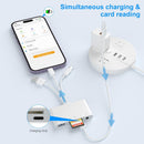 NÖRDIC USB-A, USB-C, Lightning-kortlæser 2-slot SD, MicroSD 1xUSB-A, 1xAUX, 1xLightning-opladning UHS-I