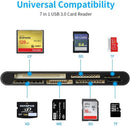 NÖRDIC USB-A kortlæser 7 slot 1xCF, 2xSD, 2xMicroSD, 1xMS, 1xXD UHS-I