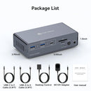 NÖRDIC USB-C Dockingstation med KVM-switch 2 PC 2 skærme 4K120Hz DP Gigabit Ethernet, kortlæser, 4xUSB-A og USB-C