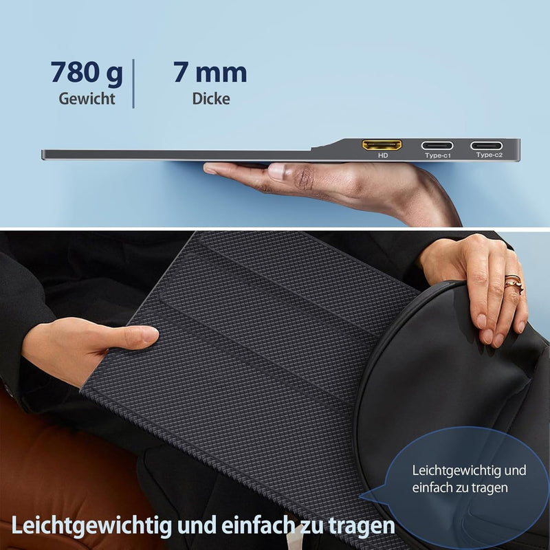 NÖRDIC USB-C & HDMI bærbar LCD-skærm 15,6" 1920x1080p 60Hz