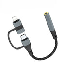 NÖRDIC USB-C/Lightning til stereo 3,5 mm-adapter 15 cm