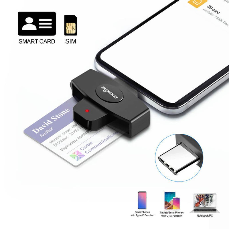NÖRDIC USB-C Smartkort og SIM-kortlæser ISO7816 ID-kort EMV Kreditkort