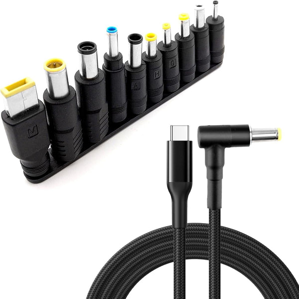 NÖRDIC USB-C til DC-strømkabel med 10 adaptere 1.8m