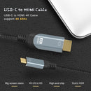 NÖRDIC USBC til HDMI 4K 60Hz 2m nylon flettet kabel plads grå støtte HDCP1.4 og 2,2 Pure kobber 99,99%