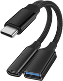 NÖRDIC USB-C til USB-A og USB-C PD60W opladeradapter 13 cm