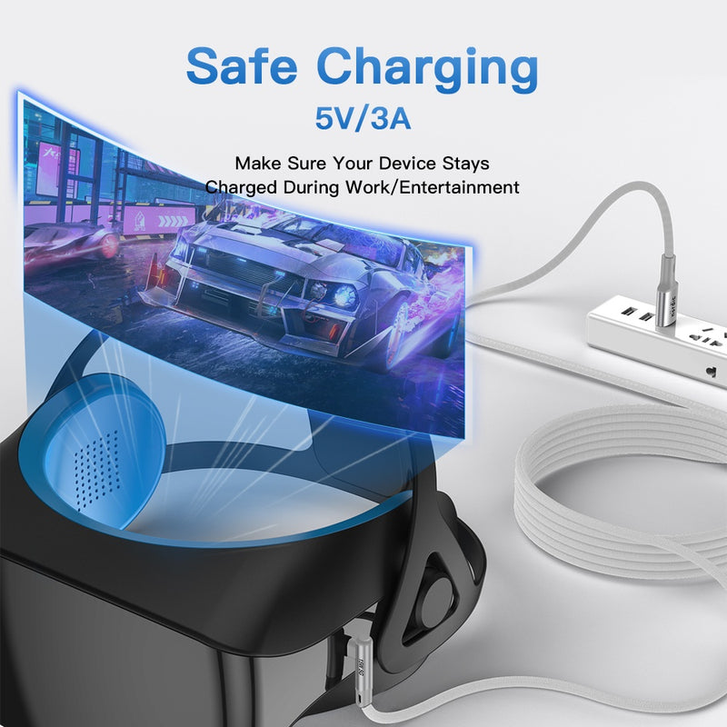 NÖRDIC VR Link-kabel 5m USB3.2 Gen1 USB-C til A 5Gbps 3A hurtigopladning Quest 2 Super Speed USB Link-kabel Hvid