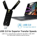 NÖRDIC WiFi 7 USB 3.0 trådløs adapter med tri-band og høj hastighed til stationære og bærbare computere, Windows 10/11, Plug & Play