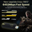 NÖRDIC WiFi 7 USB 3.0 trådløs adapter med tri-band og høj hastighed til stationære og bærbare computere, Windows 10/11, Plug & Play