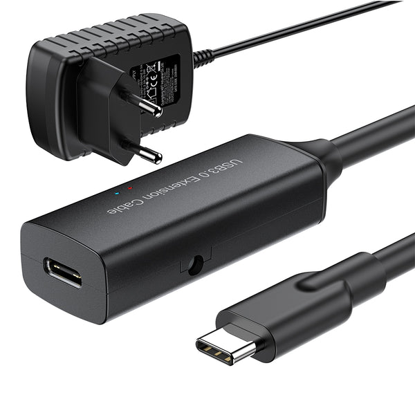 NÖRDIC aktiv 10m USB-C 3.0 SuperSpeed 5Gbps forlængerkabel han til hun