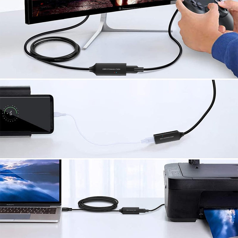 NÖRDIC aktiv 15m USB-C 3.0 SuperSpeed 5Gbps forlængerkabel han til hun