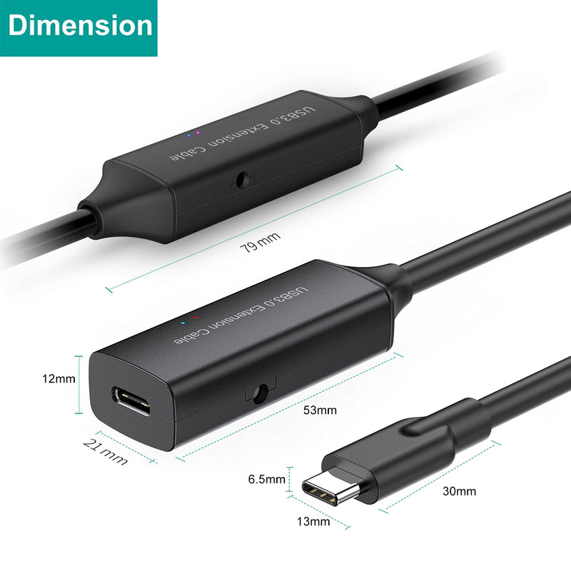 NÖRDIC aktiv 15m USB-C 3.0 SuperSpeed 5Gbps forlængerkabel han til hun