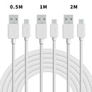 NÖRDIC kabel kit 3 pak 0,5m + 1m + 2m En USB 2.0 Micro B 480Mbps 2,4a hvid Android mobil og tablet
