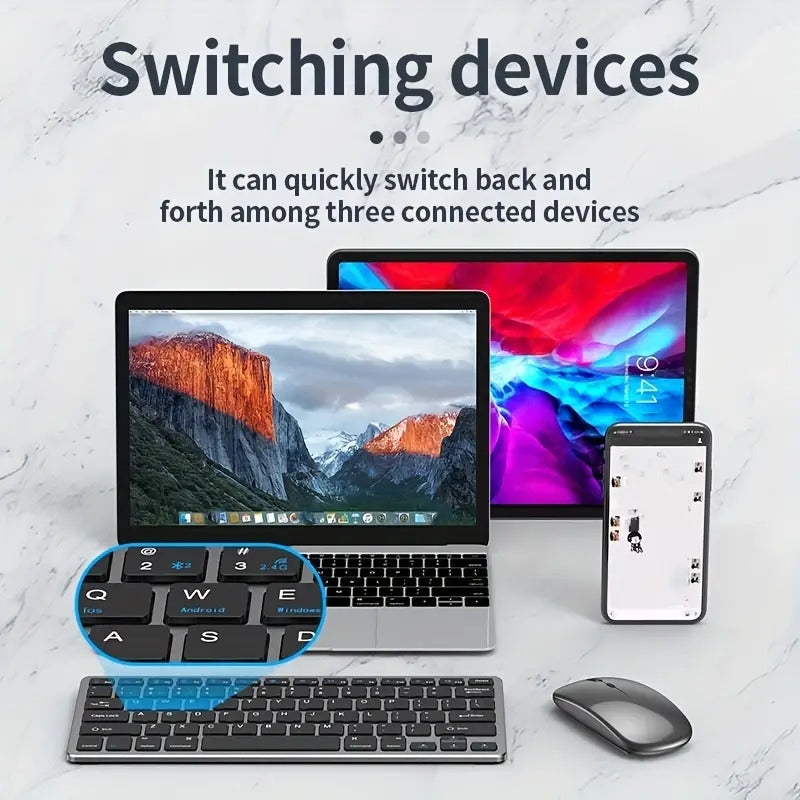 NÖRDIC trådløs Bluetooth og 2.4G mus og tangentbord kit US layout
