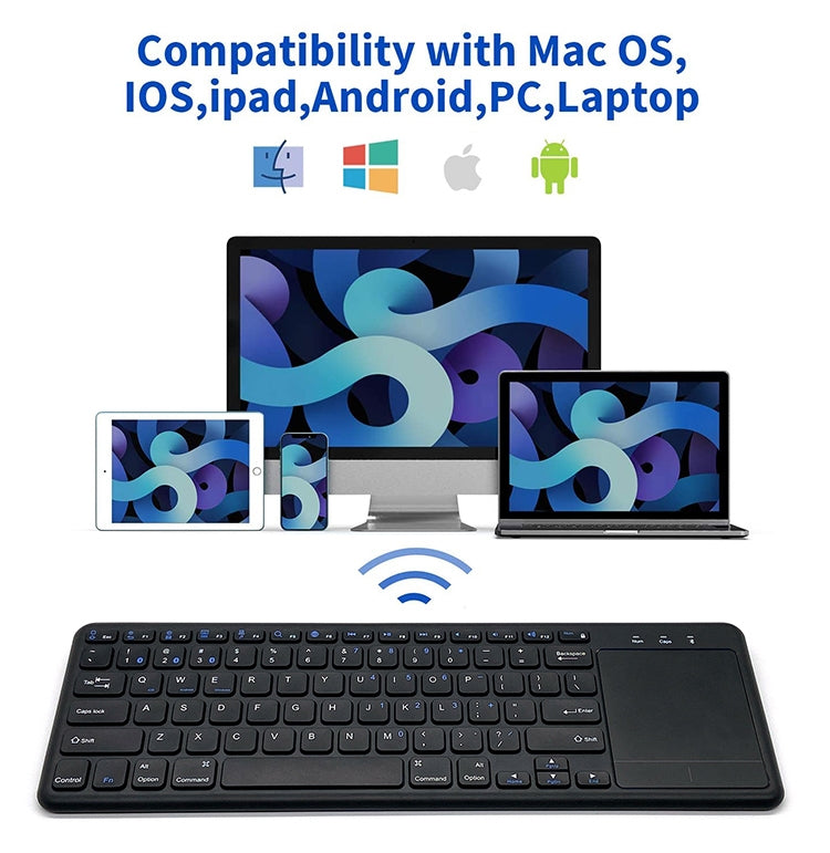 NÖRDIC trådløst 2.4G tastatur med touchpad 78 taster IOS Android Windows US layout