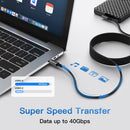 NÖRDIC vinklet 1m USB4 USB-C til C Nylon flettet kabel PD3.1 240W 40G 8K60Hz 4K144Hz Grå