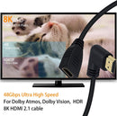 NÖRDIC vinklet HDMI-adapter 8K60Hz 4k120Hz 48Gbps han til hun HDMI2.1 15cm