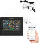 Professionel trådløs vejrstation 13-i-1 med udendørssensor, termometer, barometer, hygrometer, vind- og regnmåler, 5" LCD-Display