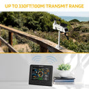 Professionel trådløs vejrstation 13-i-1 med udendørssensor, termometer, barometer, hygrometer, vind- og regnmåler, 5" LCD-Display