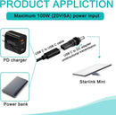 Starlink Mini-adapter USB-C PD 100W hun til DC 5,5 × 2,1 mm, vandtæt