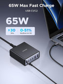 UGREEN 100W USB-C Opladningsstation, 6-ports GaN Skrivebordslader med 4 USB-C & 2 USB-A, Smart Strømfordeling