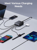 UGREEN 100W USB-C Opladningsstation, 6-ports GaN Skrivebordslader med 4 USB-C & 2 USB-A, Smart Strømfordeling