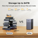 UGREEN NASync DH2300 2-bay NAS (2xSATA 3,5"/2,5"), 64TB maksimal lagerplads, 4/8GB RAM, 1GbE LAN, NFC One-Touch, AI-fotoalbum, brugervenlig NAS til hjemmet