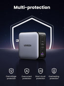 UGREEN Nexode 100W GaN USB-C 4-ports oplader, til MacBook Pro/Air, iPad Pro, iPhone 17/16/15-serien, Galaxy S25/S24, Pixel 10/9, Steam Deck, Pixelbook