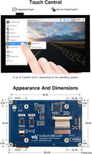 Waveshare 4,3-tommer LCD Touch-skærm til Raspberry Pi 5/4B/3B+/3A+/3B/2B/B+/A+ 800 × 480 IPS