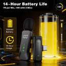 Wireless Lavalier Microphone clip with LED Display Mic With Noise Reduction, for Video Recording, Tiktok, Youtube, Vlog Podcast Content Creator
