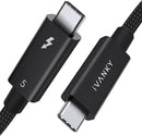 iVANKY Thunderbolt 5 kabel 1m Intel-certificeret, 80Gbps dataoverførsel, 120Gbps båndbredde, 240W opladning, Dobbelt 8K skærme, Kompatibel med MacBook M4 TB4/DP2.1/USB4